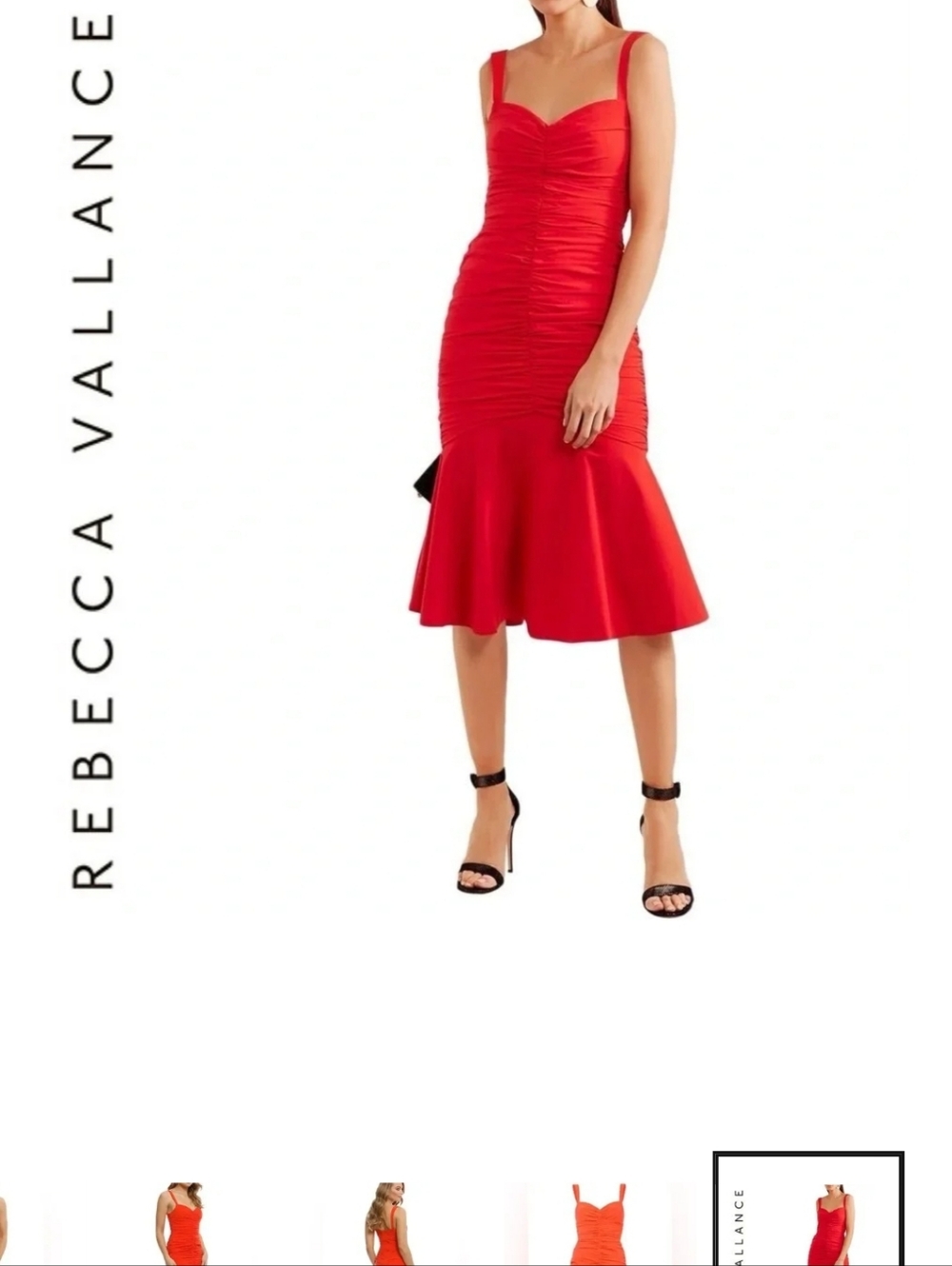 Rebecca Vallance Scarlet Ruched Midi Dress